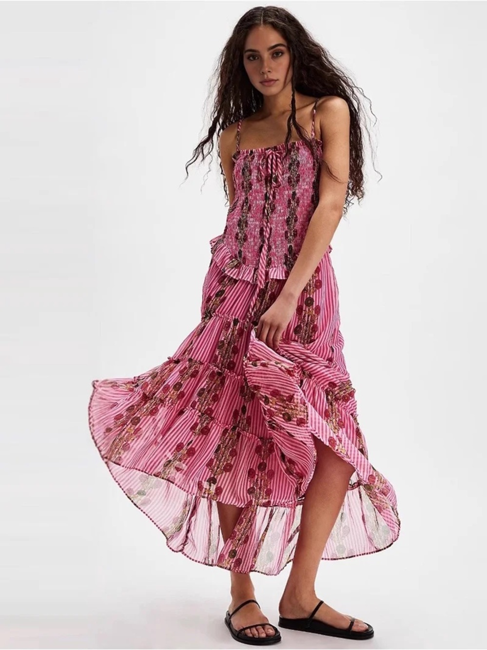 Free People Women's Alejandra Sleeveless Floral Smocked Midi Dress, Size M - Picture 3 of 6